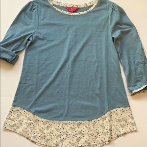 Ness Small Roll Cuff 3/4 Sleeve Pullover Top D15